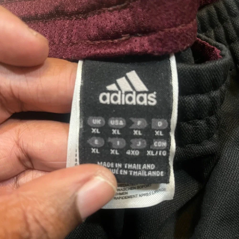 Adidas‎ Mens Track Pants XL Black Iridescent Pink Logo 3-Stripe Zipper Pockets
